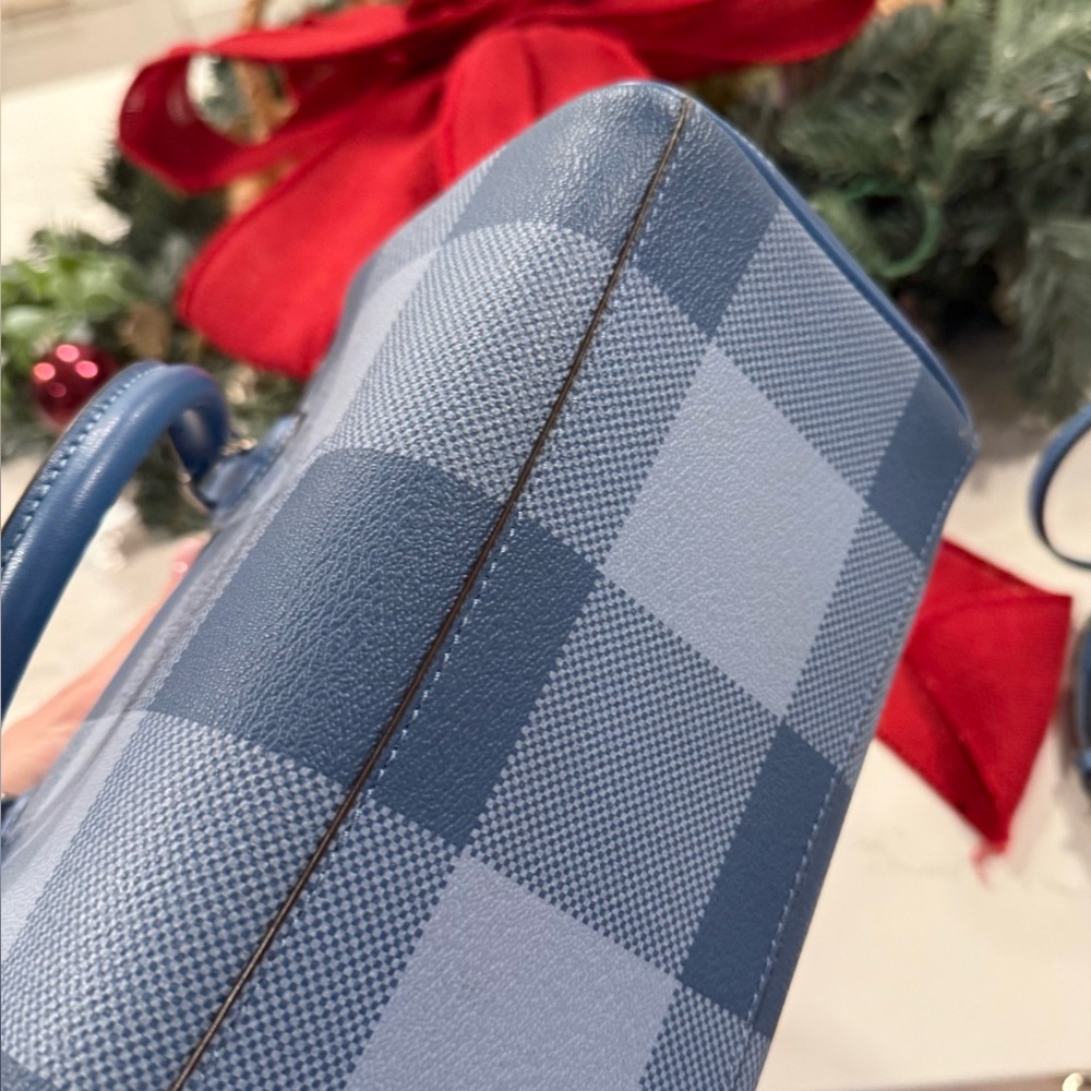 Coach Blue Buffalo Check Satchel + Matching Wristlet Set - Picture 4 of 6
